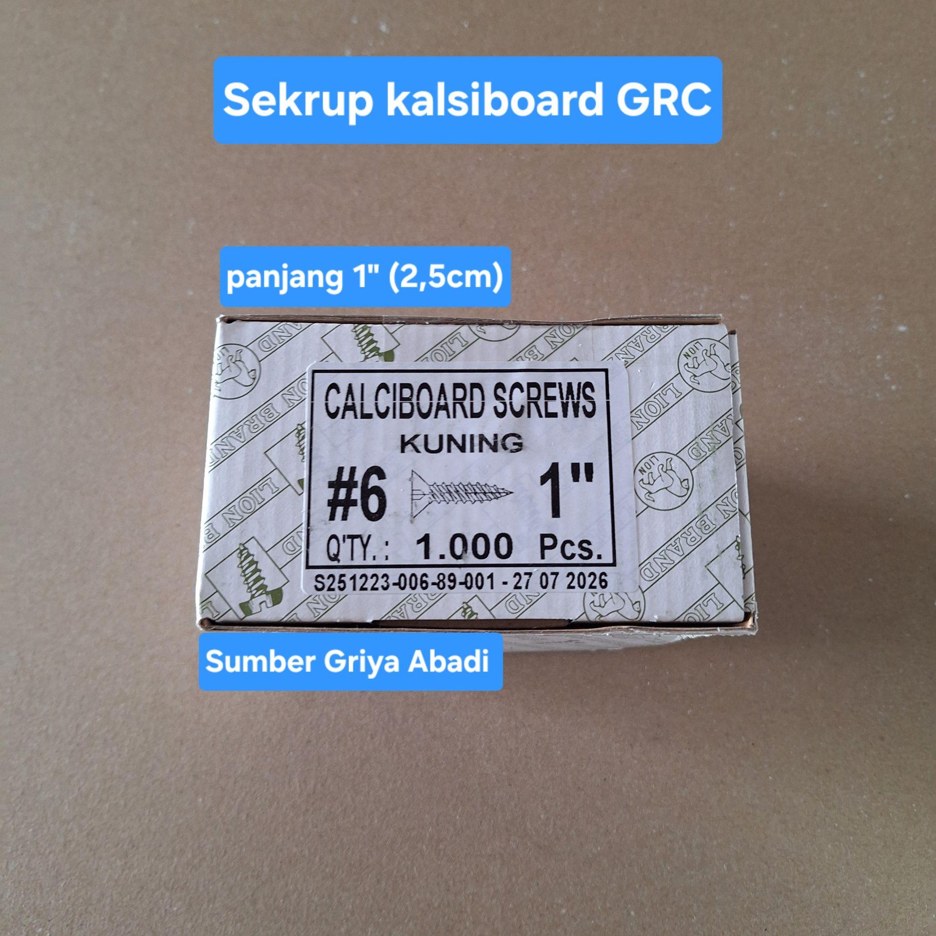 Sekrup GRC Calciboard Kuning 6 x 1 Inch 2.5 cm Merk LION Isi 1000 Pcs