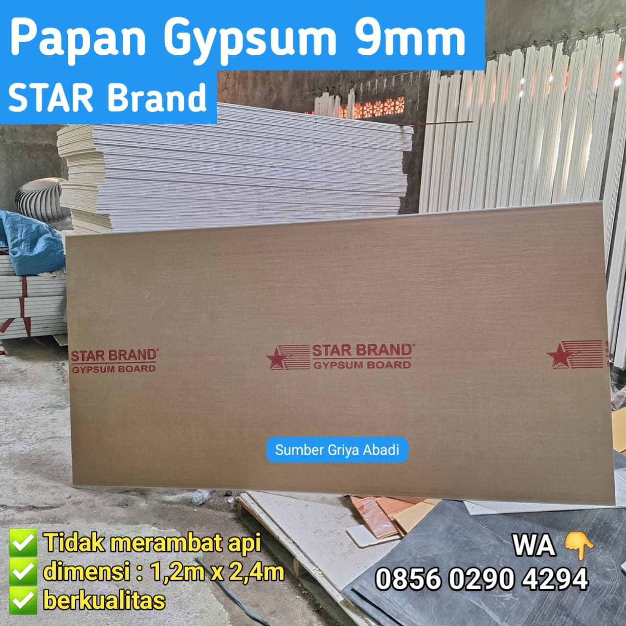 Papan Gypsum Star Brand / Board Gypsum